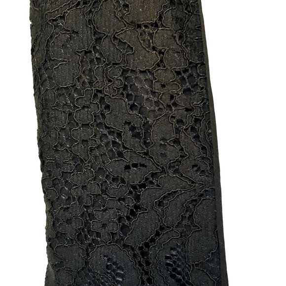 Rebecca Taylor Little Black Sheath Dress with Lace Side Panels Wool Blend Sz 10 - Picture 4 of 7